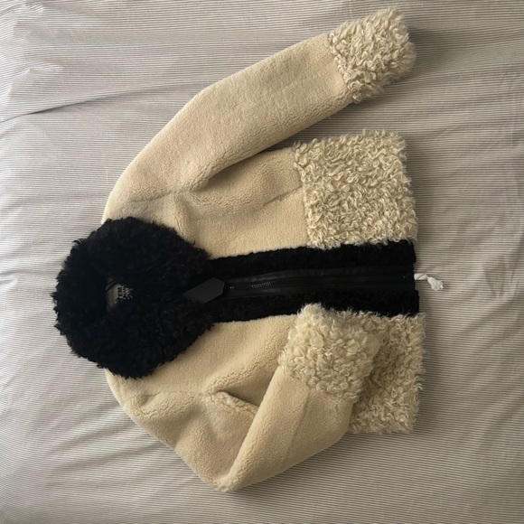 Zara Jackets & Blazers - Zara Cream Teddy Jacket with Black Collar